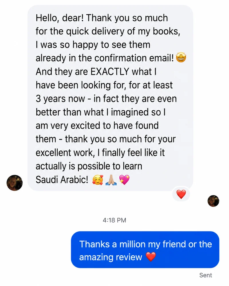A review from a reader, as a screenshot